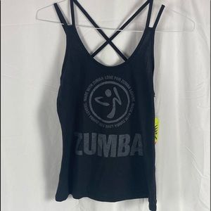 Zumba Wear Strappy Glam Tank Black Glittery Size XS